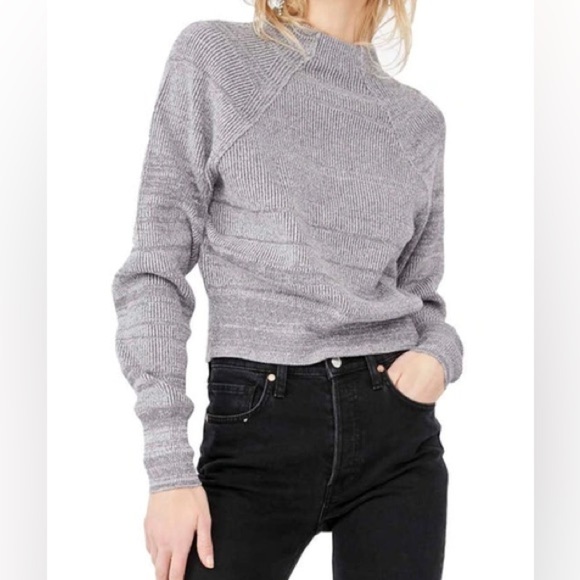 Free People Steel Grey Too Good Mock Neck Sweater Size S - Picture 1 of 7